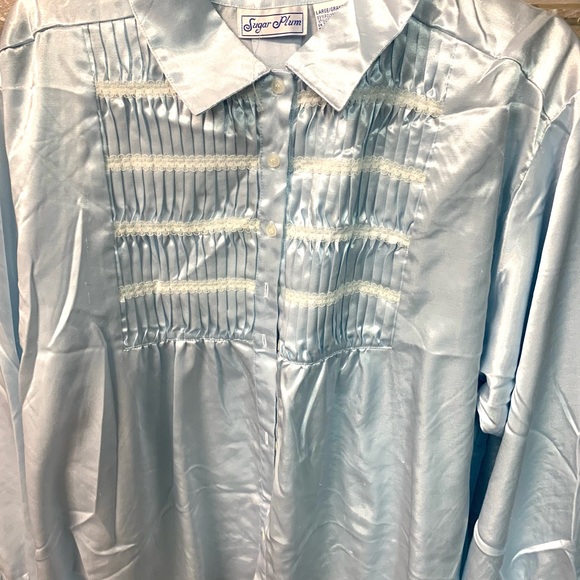 Vintage Sugar Plum Nylon Pajama Pant Set Powder Blue/Babydoll Sz L-13 - Picture 3 of 4